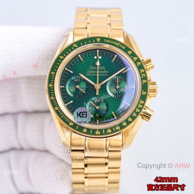 Swiss Omega Speedmaster Moonwatch 42mm Gold and Green